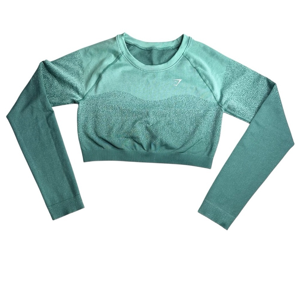 GYMSHARK WOMENS ADAPT OMBRE SEAMLESS LONG SLEEVE CROP TOP